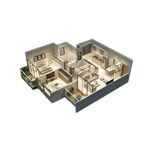 Harivishva Infinia Tathawade 2BHK Floor Plan Image